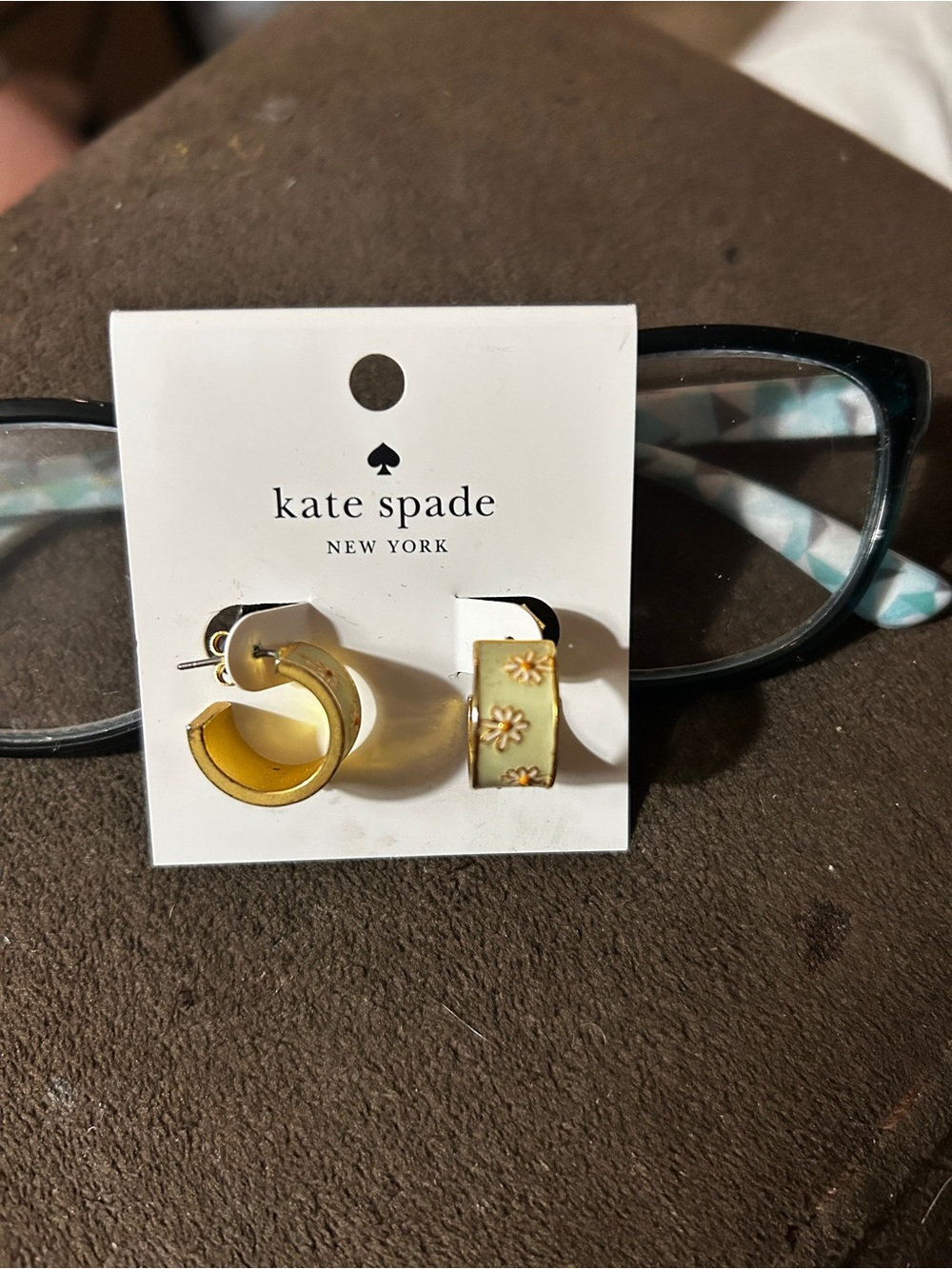 NWT kate spade mint green Floral Enamel Hoop Earrings